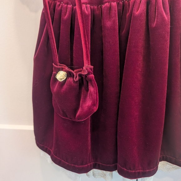 Vintage YOUNGLAND Burgundy Velvet Dress with Matching Purse Size 4t - Picture 5 of 10